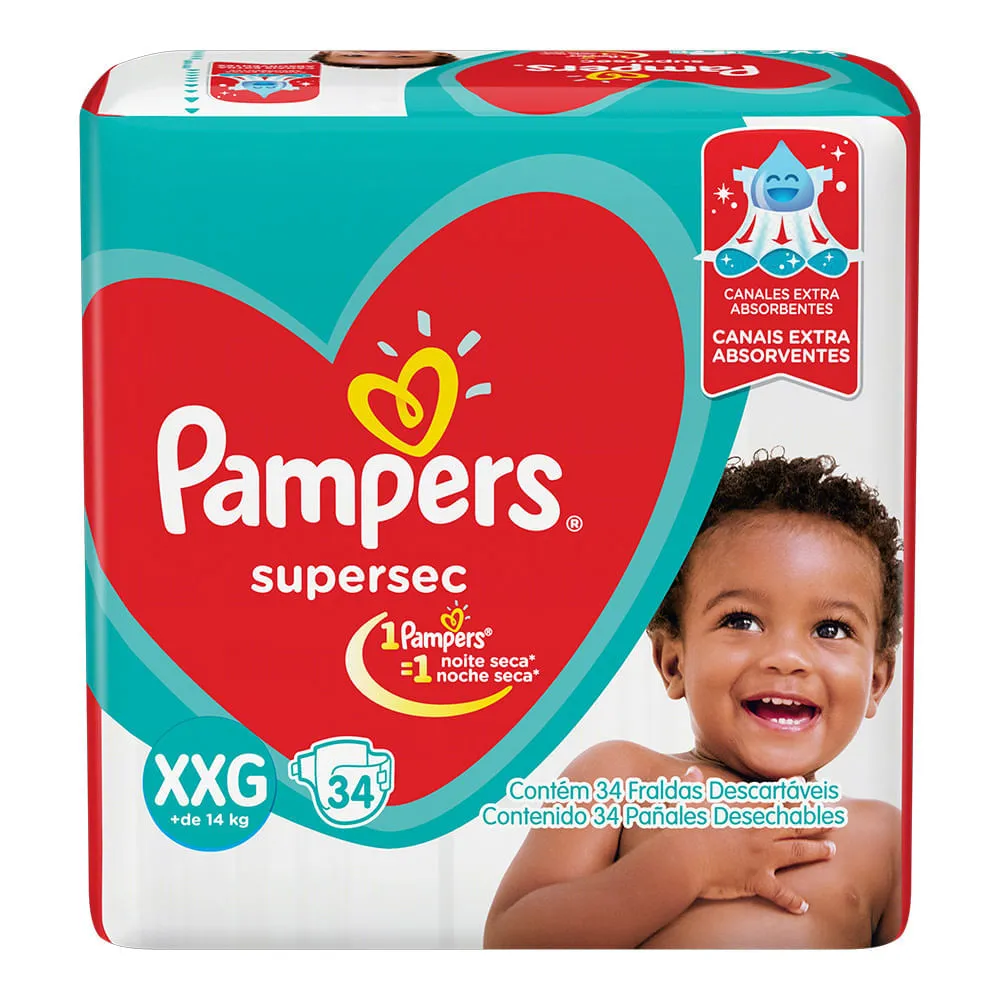Fralda Pampers Supersec Xxg Com 34 Unidades