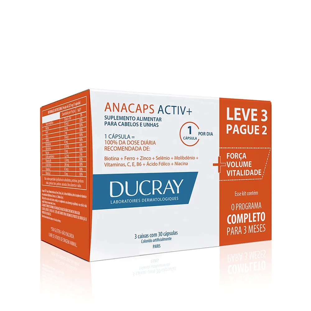 Suplemento Antiqueda Capilar Ducray Anacaps Activ+ 90 Cápsulas