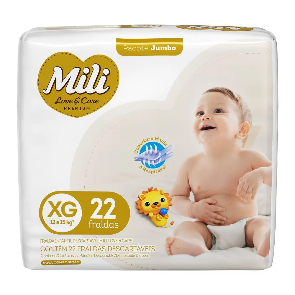 Fralda Mili Love E Care Xg Jumbo Com 22 Unidades