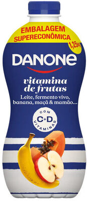 Iogurte Parcialmente Desnatado Vitamina De Frutas Danone Garrafa 1,25kg Embalagem Supereconômica